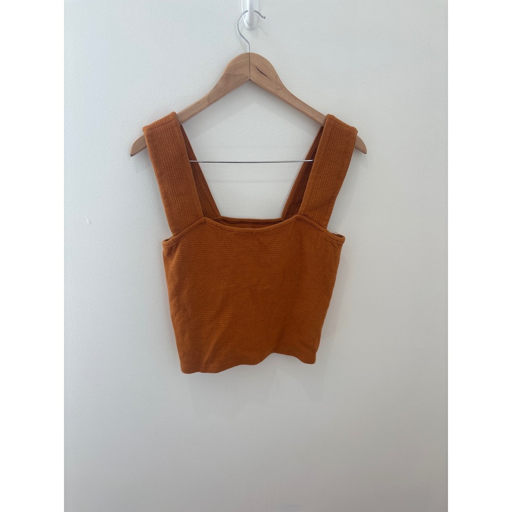 Daily Practice‎ by Anthropologie Rust Orange Ribbed Knit Crop Tank Top Small